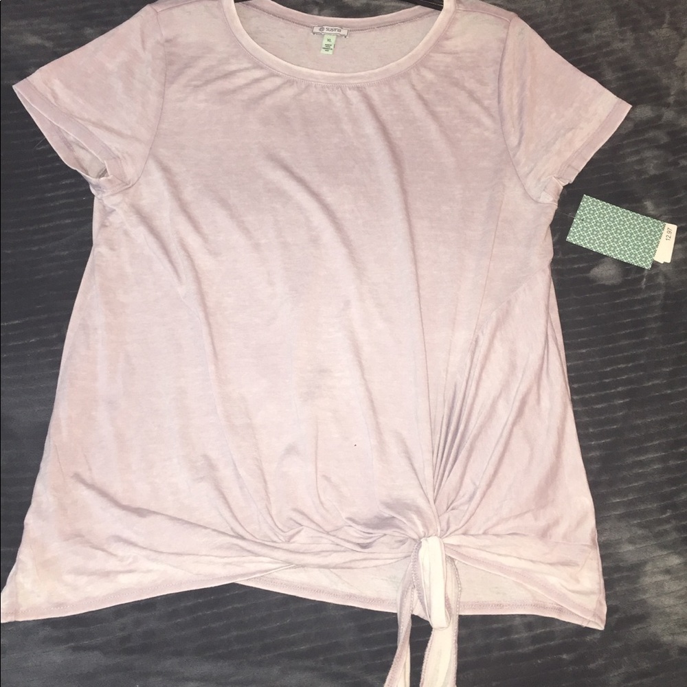 NWT Raglan side knot tie lavender tee in size XL